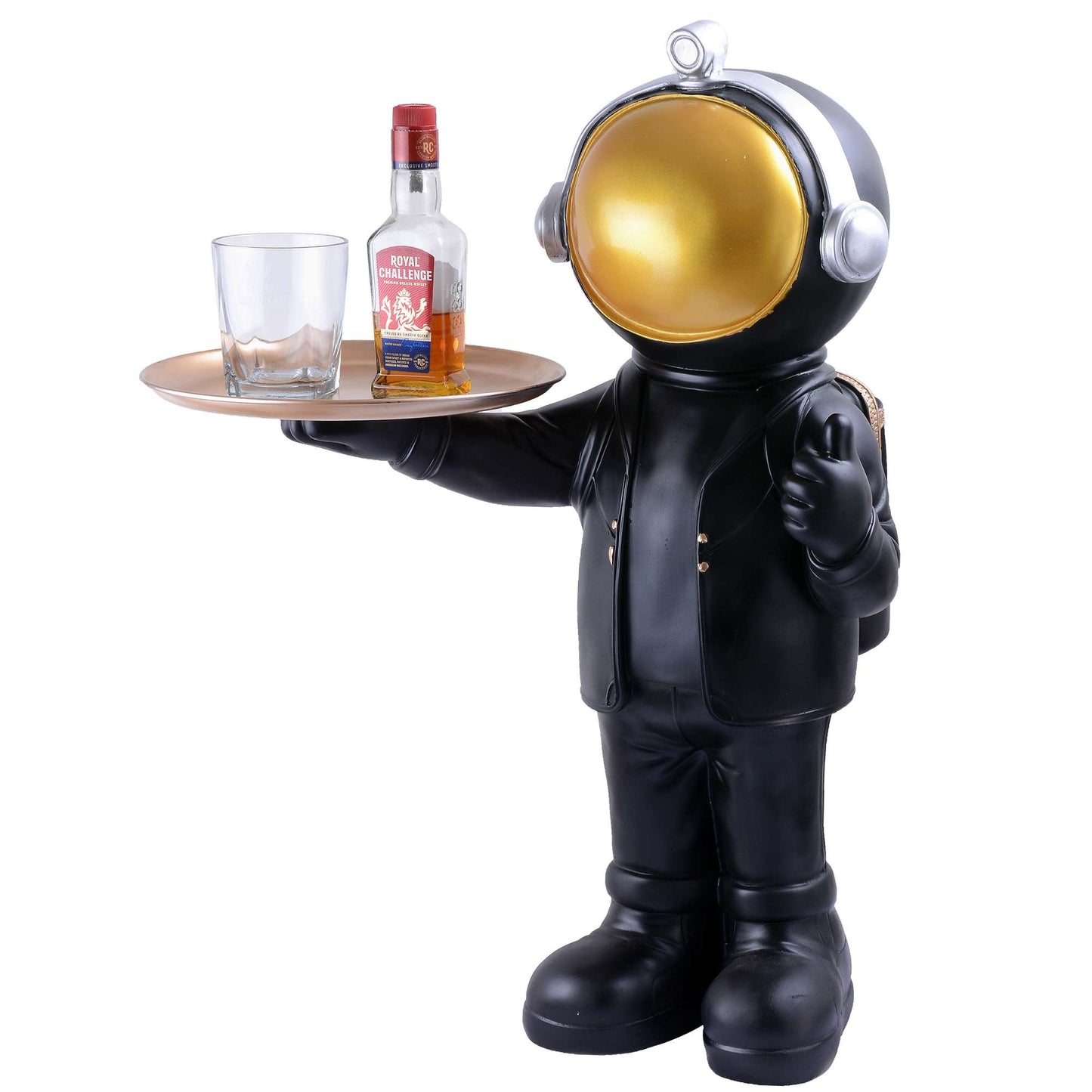 Astronaut Figurine Tray Sculpture Desk Storage Statue Room Decoration Gift black Small|Antique Home Decor