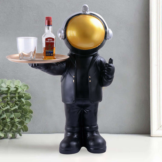 Astronaut Figurine Tray Sculpture Desk Storage Statue Room Decoration Gift black Small|Antique Home Decor