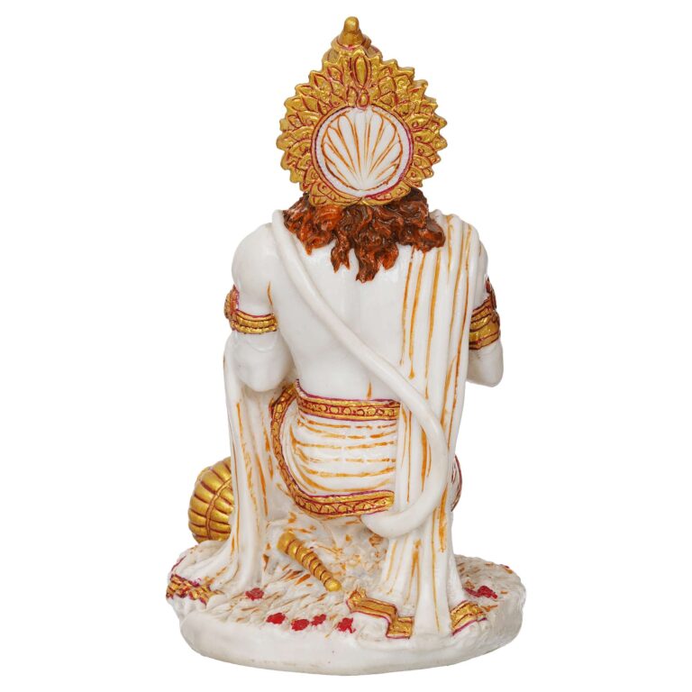 Hanuman Ji Marble Dust Murti Idol, Poly Marble Sitting Bajrang Bali for Pooja Temple Home Decoration Item Positive Envirement