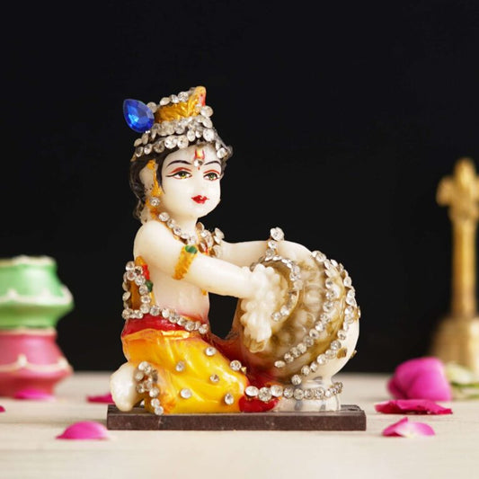 Lord Krishna Idol Makhan Chor Statue Gift Showpiece