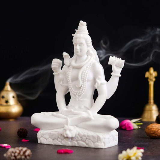 Handicraft Marble dust Lord Shiv ji Statue for Pooja, Car Dashboard I Shiva Idol I Bholenath I Mahakal I Adiyogi Statue I Office Table