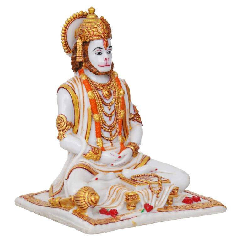 Lord Hanuman Sitting Statue with gada & Reading Book Decorative Showpiece