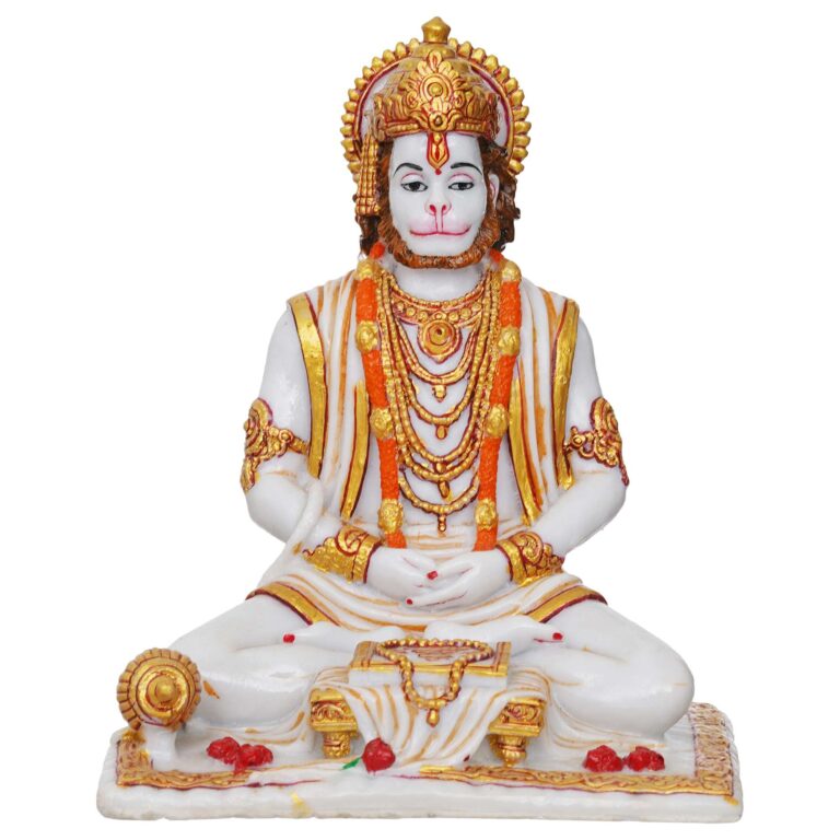 Lord Hanuman Sitting Statue with gada & Reading Book Decorative Showpiece