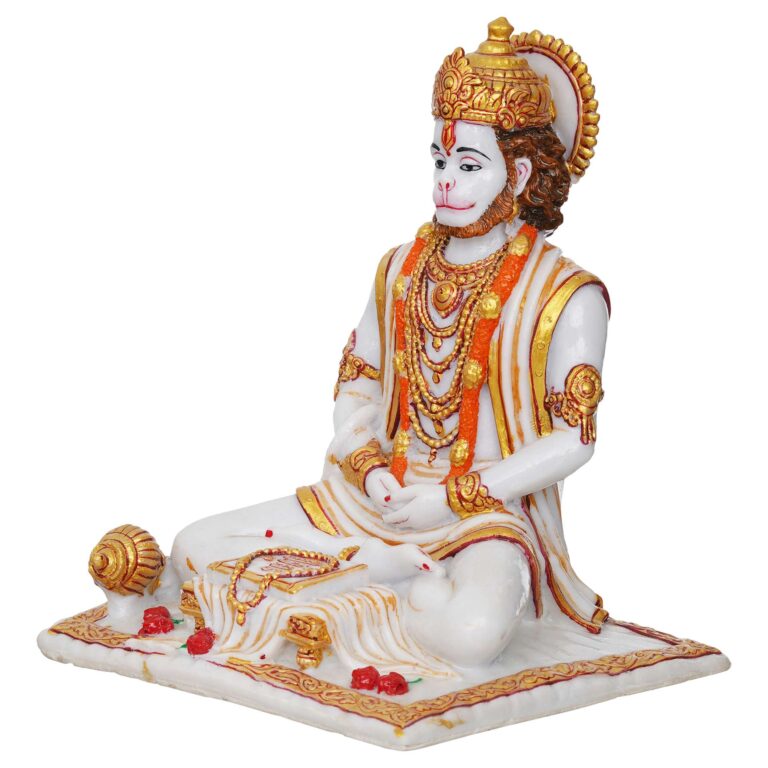 Lord Hanuman Sitting Statue with gada & Reading Book Decorative Showpiece